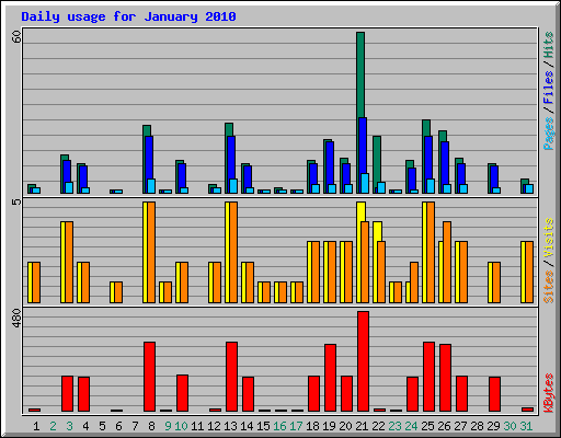 Daily usage for January 2010