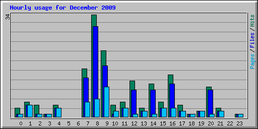 Hourly usage for December 2009